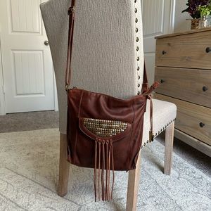 Lucky Brand Crossbody with Studs and Fringe Detail